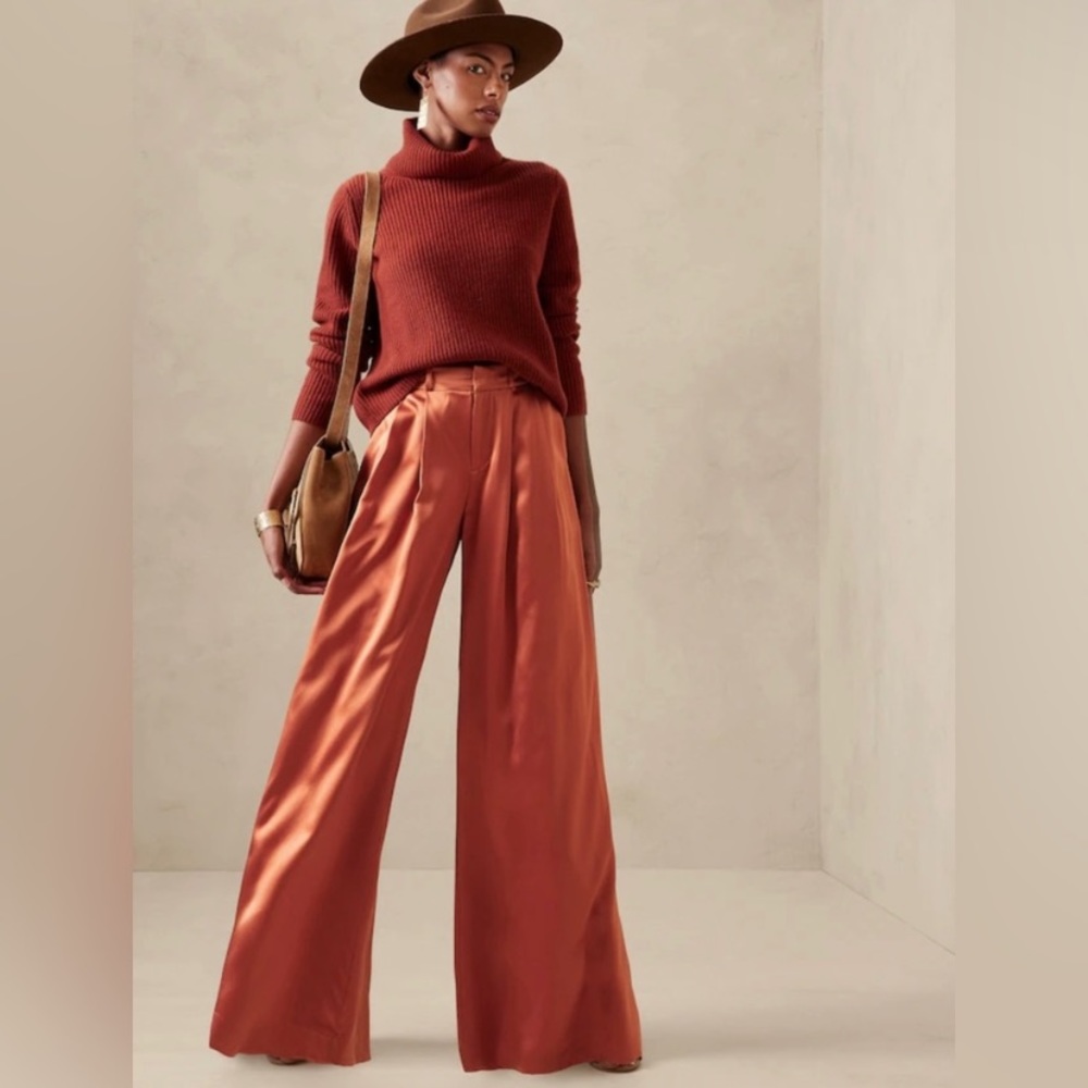 Banana Republic 100% Silk Copper Orange Belay Pants - Size 12